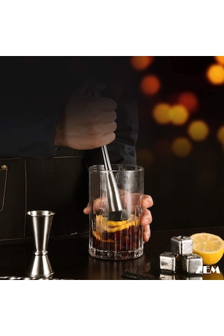 Dişli Mojito Tokmağı Jigger Ve Kokteyl Karıştırma Kaşığı Çatallı