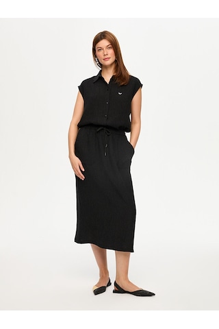 Faik Sönmez Kendinden Dokulu Beli Lastikli Comfort Fit Etek S26etk006 Us26etk00610 Siyah Faik Sönmez Kendinden Dokulu Beli Lastikli Comfort Fit Etek S26etk006 Us26etk00610 Siyah