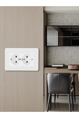 Arte Milano Tek Kutuya Yerleştirilebilen Topraksız Ve Çerçeveli Çift Priz 343354805 Set16-double-40-2 White