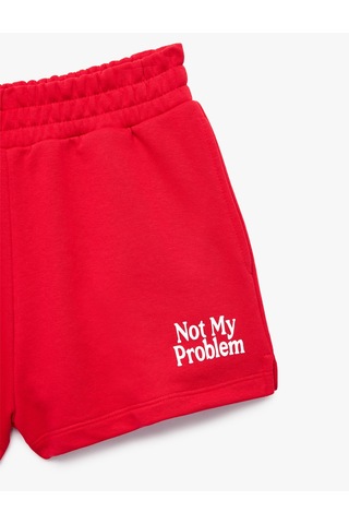 Koton Rahat Kalıp Baskılı Normal Bel Lastikli Mini Spor Şort Kırmızı 6sak40308nk