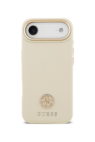 Apple Uyumlu iPhone 17 Air Kılıf Guess Lisanslı M-safeli Grained Yazı Ve Taşlı 4g Logolu Kapak Bej Bej
