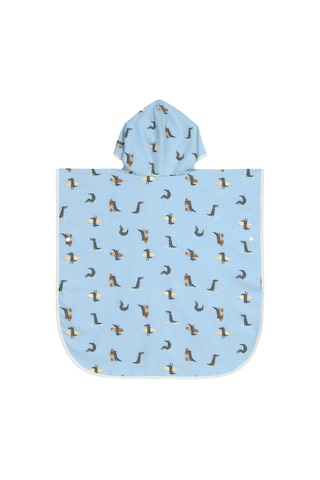 Lassig Uv Korumalı Plaj Çocuk Panço Crocodile Sky Blue Mavi