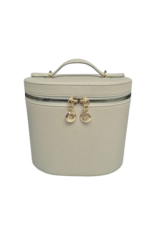 Makyaj Düzenleyici Aynalı Makyaj Çantası Krem Bölmeli Taşınabilir Kozmetik Organizer 19x15x16 Cm