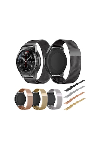 Samsung Uyumlu Gear S3 Kordon Frontier & Classic Metal Örme Kayış