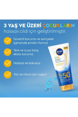 Nıvea Sun Spf50 Çok Yüksek Korumalı Çocuk Güneş Kremi 100 Ml, Tere Ve Suya Dayanıklı,c,e Vitamini