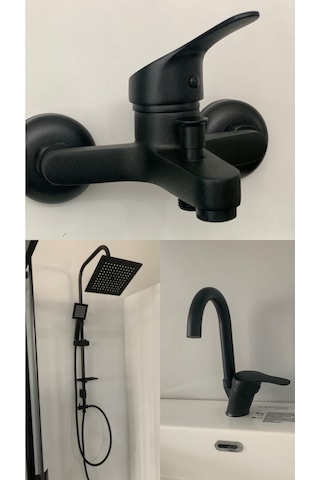 Armour Armatür Banyo Seti 3'lü Siyah Siyah