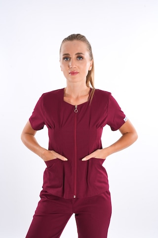 Bordo Lily Model Fermuarlı Soft Likra Doktor Hemşire Üniforma 001