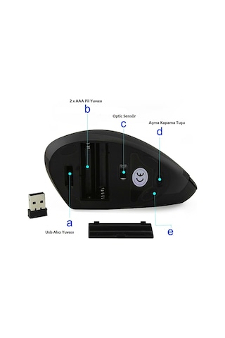 Kablosuz Dikey Mouse Wireless 800/1200/1600 Dpi Pilli 001