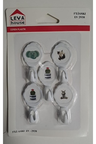 Leva Yapışkanlı Askı 5 Li Hanger Lv-2938 Karışık Desen Diğer