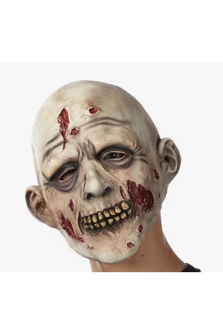 Cadılar Bayramı Zombi Maskesi Gerçekçi Korkunç Zombi Yüzü, Tam Kafa Lateks Maske, Yetişkin Halloween Kostüm Aksesuarı 18+