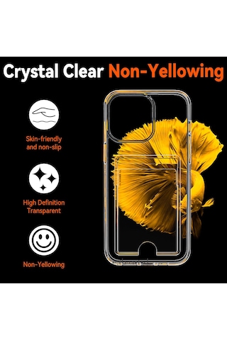 Apple Uyumlu iPhone 16 Pro Kılıf Şeffaf Kartlık Bölmeli Yumuşak Silikon