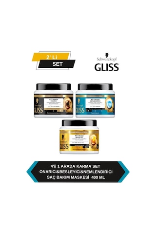 Gliss 4'ü1 Arada Hyaluron + Keratin + Marula Yağı Saç Maskesi 3 x 400 ML