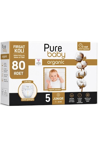 Pure Baby Bebek Bezi 5 Beden 11-20 Kg 80 Adet Ekonomik Fırsat Pk 5 Numara