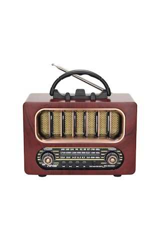 Biishe Orta Boy Retro Ahşap Tasarım Bluetooth Hoparlörlü Radyo Fm/am Destekli, Şarjlı Ve Taşınabi 06417410