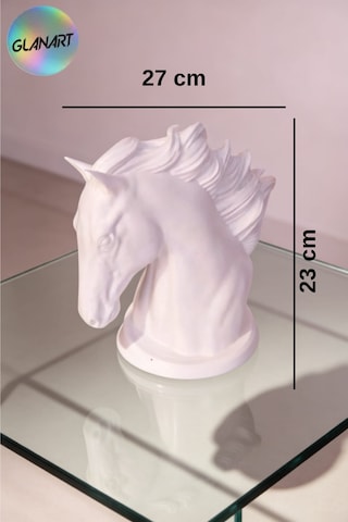 Hediyelik 3 Boyutlu Büyük Masa Üstü At Büstü 3d Filamet Beyaz 1 Adet