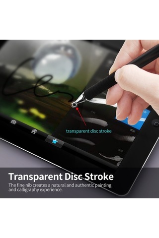 Fastbuy Metal Dokunmatik Kalem - Transparan Diskli Ekran Kalemi, Çizim-ofis-oyun İçin Kapasitif Kalem, Evrensel Gri