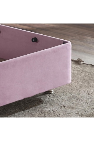 Nironyatak Pinky Baza Ve Başlık - 90X190 Cm Tek Kişilik Sandıklı Pembe Kumaş