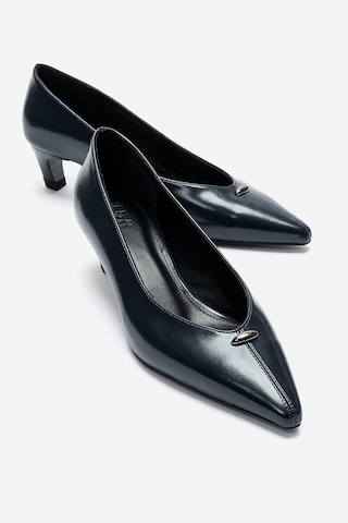 Luvishoes Versay Lacivert Sivri Burun Kadın Kısa Topuklu Ayakkabı