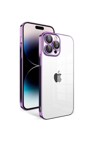 Thegencoo İphone 14 Pro Uyumlu Kamera Korumalı Renkli Çerçeveli Tgco Garaj Kılıf-koyu Mor