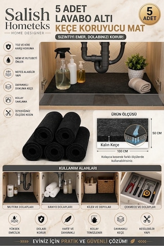 Su Emici Lavabo Altı Keçe Koruyucu 5 Adet Su Emici Lavabo Altı Keçe Koruyucu 5 Adet