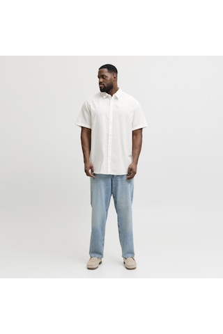 Jack & Jones Büyük Beden Kisa Kollu Gömlek - Breeze - 12294285 Beyaz