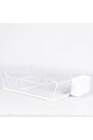 Tek Katlı Bulaşık Sepeti + Tabaklık - Pe Kaplamalı Beyaz