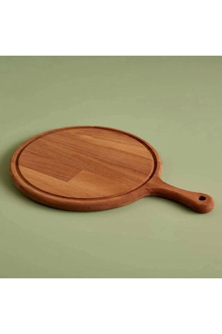 Dekoratif Ahşap Yuvarlak Saplı Pizza Sunum Tahtası 30 Cm