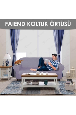 Balpeteği 3+3+1+1 Koyu-gri Lastikli Kanepe Örtüsü Lastikli Koltuk Örtüsü Koltuk Kılıfı Takımı Koyu-gri