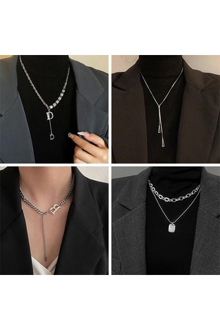 Bayanlar Alfabesi Çok Yönlü Titanyum Çelik Kolye Büküm Zinciri, Şartname: Xl1893 Çok Renkli