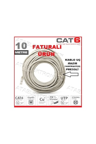 10 Metre Cat6 Internet Patch Kablo 10 Mt Cat 6 Rj45 Utp 10 Metre Cat6 Internet Patch Kablo 10 Mt Cat 6 Rj45 Utp