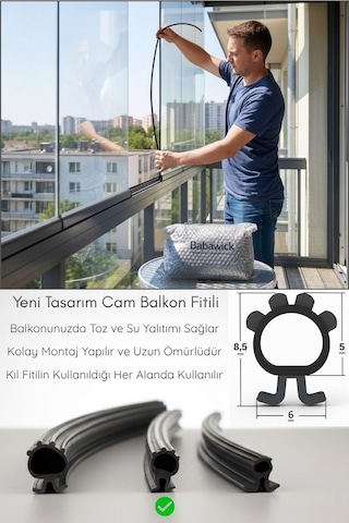 Cam Balkon Fitili 8,5 Mm Yükseklik 5 Metre Uzunluk Toz Ve Su Yalıtımı İçin Kıl Fitil Alternatifi Diğer