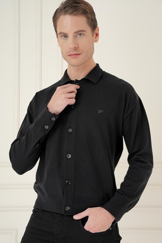 Efor Tr 879 Slim Fit Siyah Klasik Triko Siyah