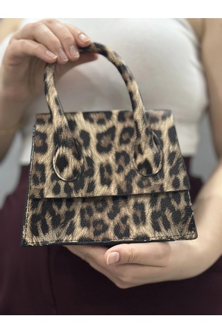 Biçomi Luxe Leopar Cilt Çanta Vizon