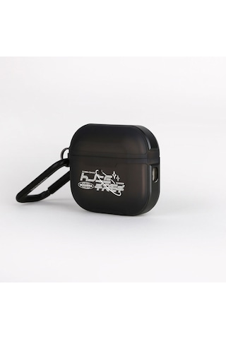 Apple Uyumlu AirPods Pro 2 Kılıf Skinarma Transparan Mat Tasarım Kinzoku Kılıf Siyah