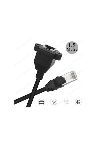 Panel Montaj Rj45 Erkek Rj45 Dişi Uzatma Lan Kablosu-1.5 Metre