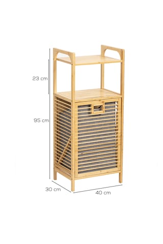 Porsima 2063 2 Raflı Ahşap Kirli Sepeti Organizer Banyo Dolabı Ahşap