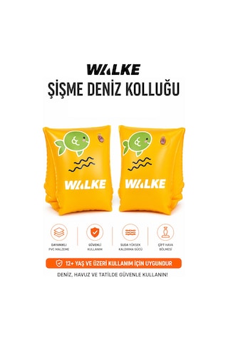 Walke Fish Şişme Deniz Kolluğu 30x15 Cm Çift Hava Bölmeli Yüzme Kolluğu 12102