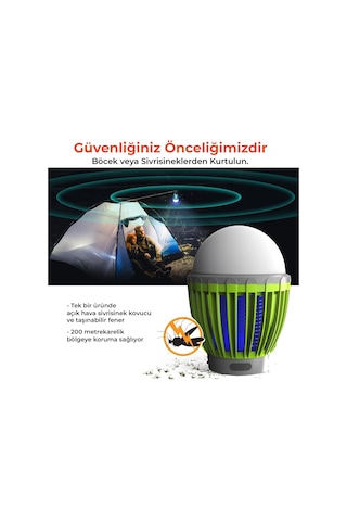 Bix KL-01 Sivrisinek Kovucu Dış İç Mekan Elektrikli Şarj Edilebilir Lamba