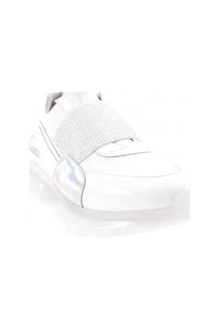 Dgn 1060-23y Kadin Kalin Taban Silver Taşli Bantli Sneakers Ayakkabi 1060-2025-R0198 Beyaz