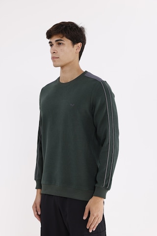 Rowinger Selanik Doku Yumuşak Tutuşlu Rahat Kalıp Yuvarlak Yaka Esnek Manşetli Sweatshirt Darkgreen