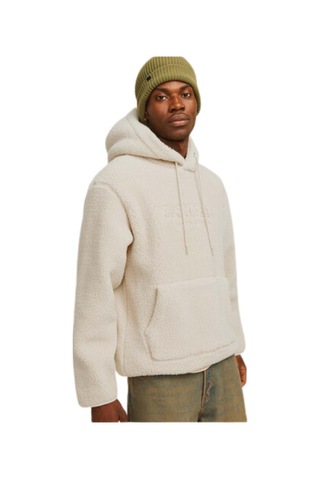 Jack & Jones Erkek Göğüs Baskılı Teddy Sweatshirt 12263011 Bej