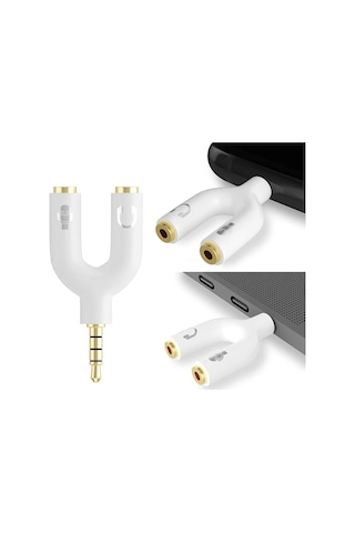 Aghbilgisayar Kulaklık Mikrofon Birleştirici Aparat 3.5Mm Erkek 2X3.5Mm Dişi 548584651