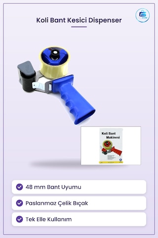 Koli Bant Kesici El Tipi Dispenseri 48 Mm Paslanmaz Bıçaklı Paket 1