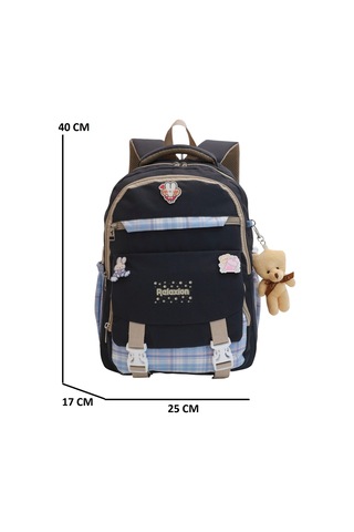 Relaxion 2144-1396 Kore Tarzı Unisex Çocuk Üçlü Set İlkokul Sırt Çantası Siyah - Mor