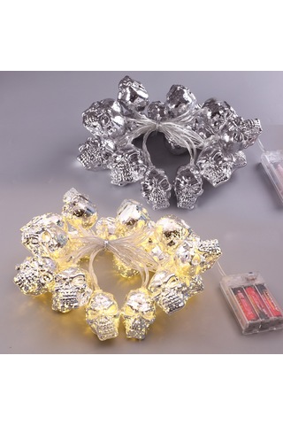 Hfambition Halloween Dekorasyon Led Işık Zinciri - Kemik Kafalı, 2.5m 20 Işık, Su Geçirmez, Pil Kutusu, Sürekli Aydınlatma Modu