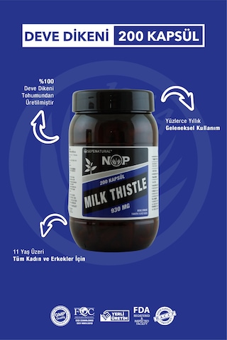 Nop 930 MG Milk Thistle Seed Deve Dikeni 200 Kapsül