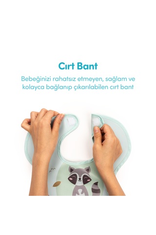 Sevi Bebe Cırtlı Muşamba Önlük Rakun Art 22-183 Yeşil