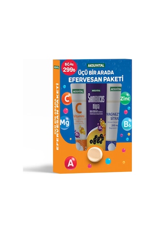 Üçü Bir Arada Efervesan Seti C Vitamini + Sambucus + Magnezyum
