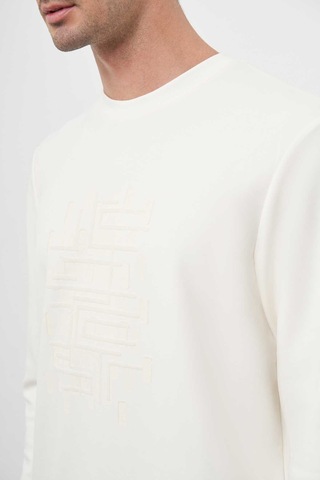 Morven Erkek Ekru Trend Bisiklet Yaka Sweat-shirt 25ks063002454 Ekru Ekru