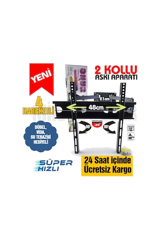 32'' 42” 50'' 55'' Çift Kollu Hareketli Lcd Led Tv Askı Aparatı